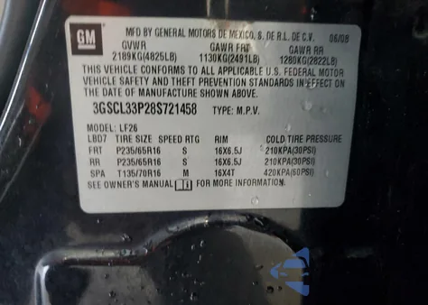 2008 Saturn Vue Xe z USA, uszkodzony, nr VIN 3GSCL33P28S721458